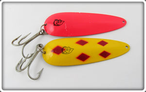 Vintage Eppinger Fluorescent Red & Yellow 1 Oz Dardevle Lure Pair