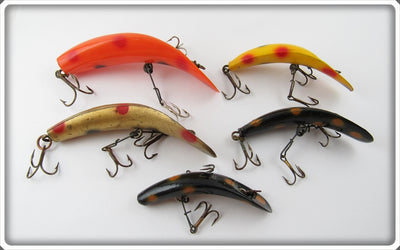 Vintage Helin S3, X5, U20, X7, & F7 Flatfish Lure Lot Of Five