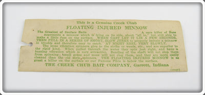 Creek Chub Hang Tag For Injured Minnow/Dingbat
