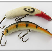 Vintage Kautzky Red & White Lazy Ike 3 & Perch Ike Lure Pair