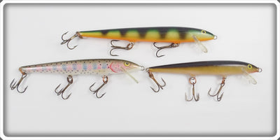 Rapala Floating Ireland Lot Of Three: Rainbow Trout, Perch, Gold/Black