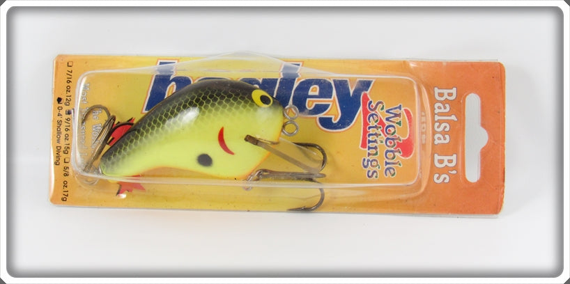 Bagley Black On Chartreuse Balsa B Lure On Card 