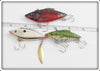 Bill Lewis Rat'l Trap Lot Of Three: Yearling Bass, Chrome, & Lectric Red
