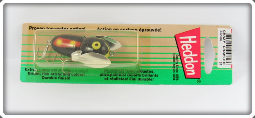Heddon Black Red Wings Tiny Crazy Crawler Lure On Card