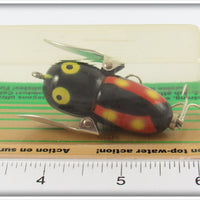 Heddon Black Red Wings Tiny Crazy Crawler On Card