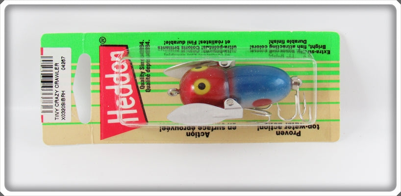 Heddon Blue Red Head Tiny Crazy Crawler Lure On Card 