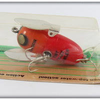 Heddon Orange Red Wings Tiny Crazy Crawler On Card