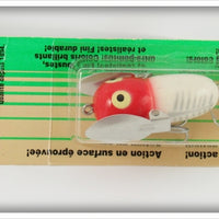 Heddon Red & White Shore Tiny Crazy Crawler Lure On Card