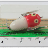 Heddon Red & White Shore Tiny Crazy Crawler On Card
