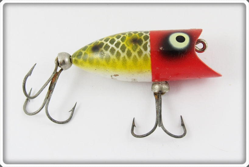 Vintage Heddon Red Head Frog Scale Tiny Lucky 13 Lure