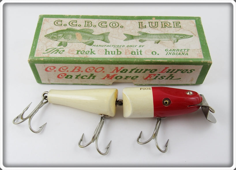 Vintage Creek Chub Red & White Jointed Pikie Lure In Box 2602 For Sale