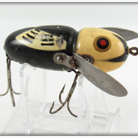 Vintage Heddon Black White Head Crazy Crawler Lure
