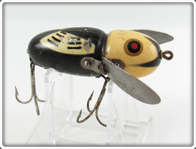Vintage Heddon Black White Head Crazy Crawler Lure