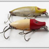 Heddon White Red Head & Yellow Shore River Runt Pair