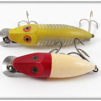 Heddon White Red Head & Yellow Shore River Runt Pair