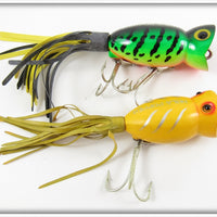 Arbogast Fire Tiger & Yellow Shore Hula Popper Lure Pair