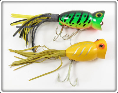 Arbogast Fire Tiger & Yellow Shore Hula Popper Lure Pair