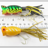 Arbogast Fire Tiger & Yellow Shore Hula Popper Pair