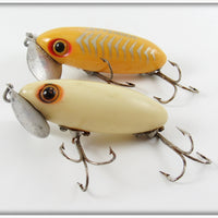 Arbogast Luminous & Yellow Silver Ribs Jitterbug Pair