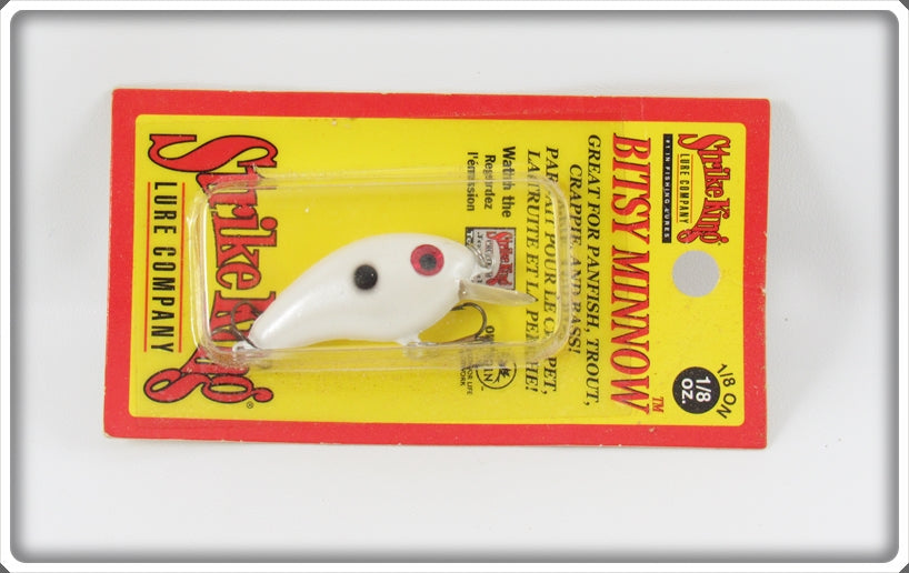 Strike King White Bitsy Minnow Lure On Card