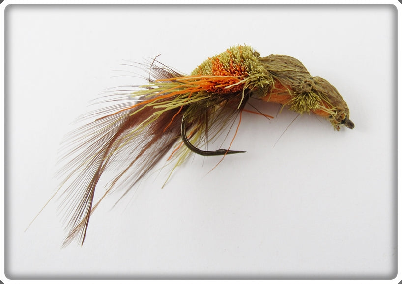 Vintage Deer Hair Green & Orange Fly Rod Crawdad Lure