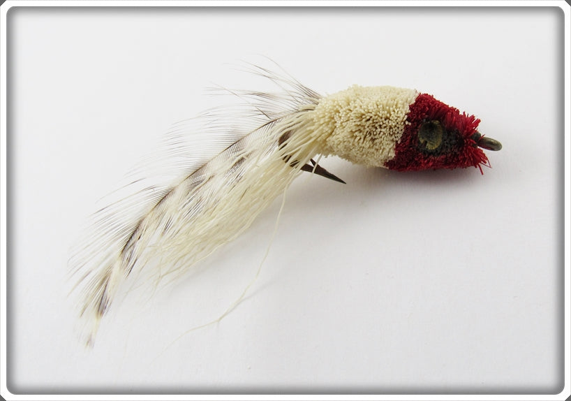 Vintage Deer Hair Red & White Fly Rod Bug Lure 