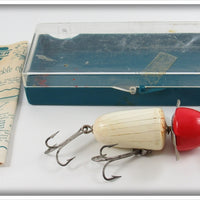 Vintage Pflueger White Red Head Globe Lure In Box 