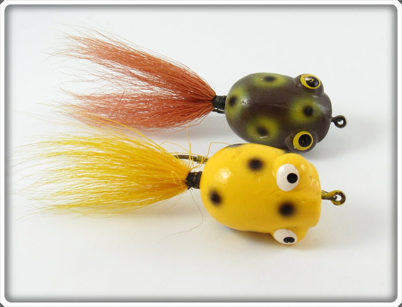 Vintage Weber Yellow & Green Dylite Spinning Frog Lure Pair