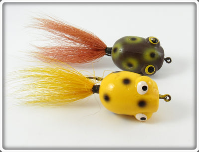 Vintage Weber Yellow & Green Dylite Spinning Frog Lure Pair