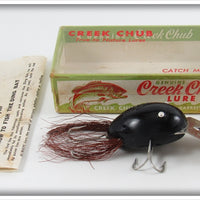 Vintage Creek Chub Solid Black Plastic Dingbat Lure In Box 