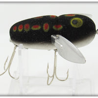Vintage Heddon Flocked Black Frog Crazy Crawler Lure