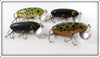 Fred Arbogast Black & Frog Spot Jitterbug Lot Of Four Lures 