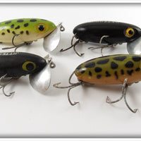 Fred Arbogast Black & Frog Spot Jitterbug Lot Of Four Lures 