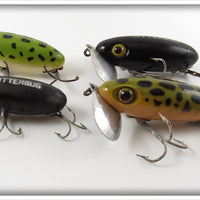 Arbogast Black & Frog Spot Jitterbug Lot Of Four