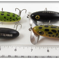 Arbogast Black & Frog Spot Jitterbug Lot Of Four