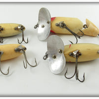 Arbogast Grey Scale & White Red Head Jitterbug Lot Of Four