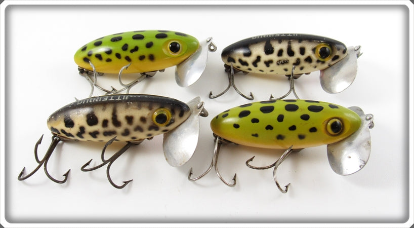 Fred Arbogast Black Coachdog & Frog Spot Jitterbug Lot Of Four Lures