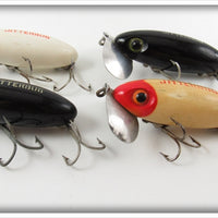 Arbogast White Red Head & Black Jitterbug Lot Of Four