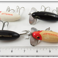 Arbogast White Red Head & Black Jitterbug Lot Of Four