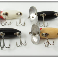 Arbogast White Red Head & Black Jitterbug Lot Of Four