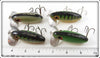 Arbogast Green Scale & Perch Jitterbug Lot Of Four