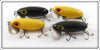 Arbogast Black & Yellow Silver Ribs Jitterbug Lot Of Four