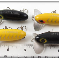 Arbogast Black & Yellow Silver Ribs Jitterbug Lot Of Four