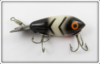 Bomber Bait White With Black Ribs