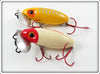 Arbogast Red Head White & Yellow Silver Ribs Jitterbug Pair