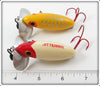 Arbogast Red Head White & Yellow Silver Ribs Jitterbug Pair