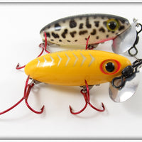 Arbogast Yellow Silver Ribs & Coachdog Jitterbug Lure Pair