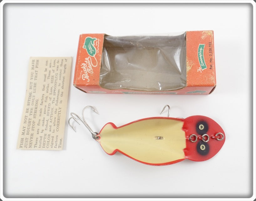 Buck's Baits White & Red Spoonplug In Correct Box