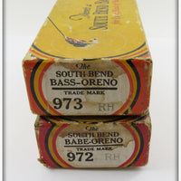 South Bend Pair Of Empty Boxes: Red Head Bass Oreno & Babe Oreno 973 RH 972