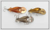 Buck's Baits Spoonplug & Spoon-Lure Lot Of Three: Nickel, Copper, Brass